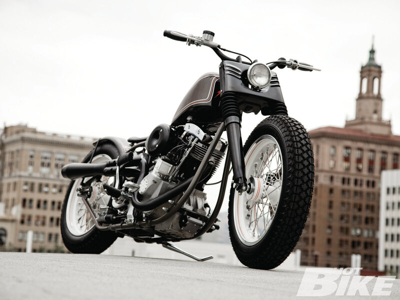 Custom Motorcycle on Rooftop