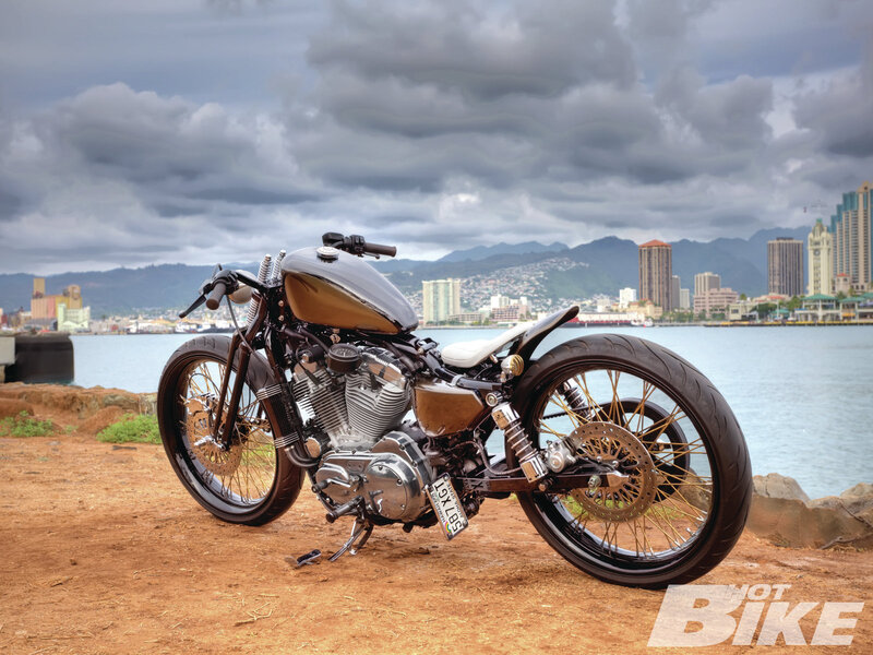 Custom Motorcycle on Shore