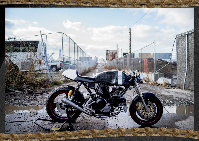 Custom Motorcycle on Stand — Black