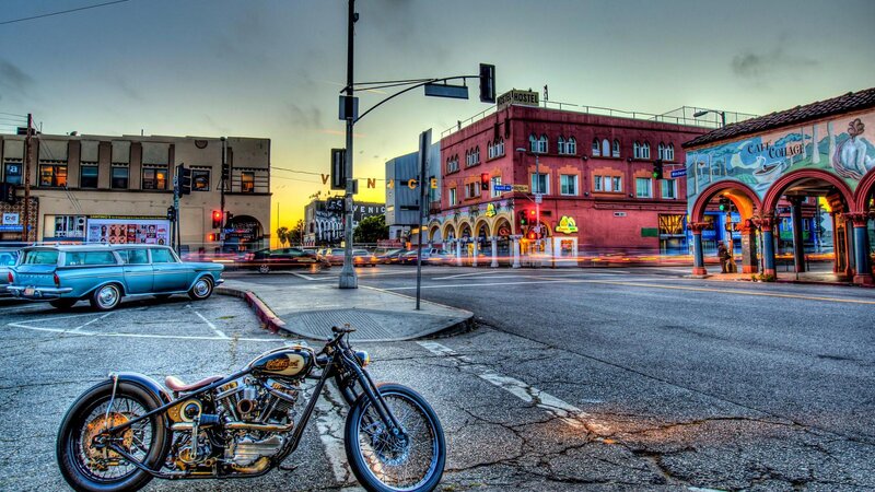 Custom Motorcycle on Street — Gray
