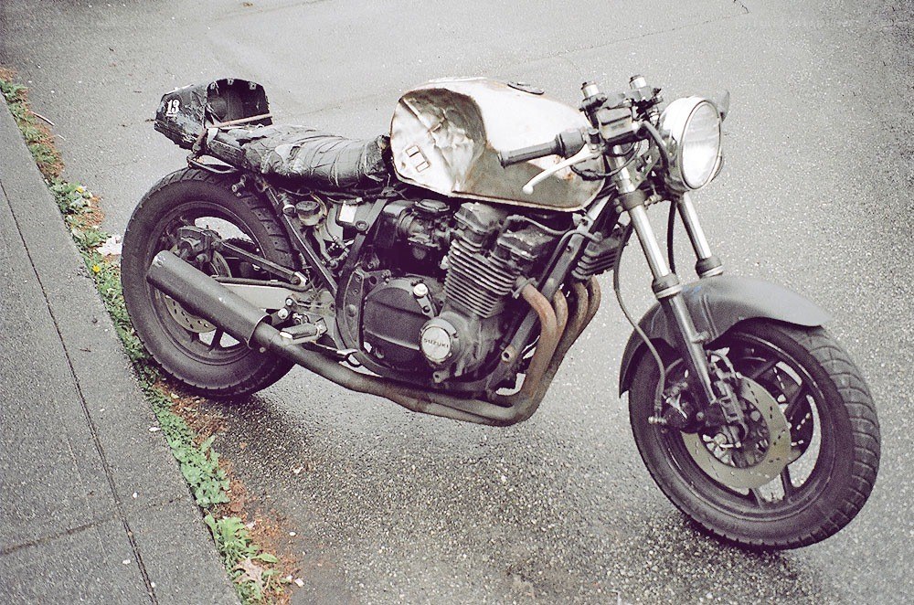 Custom motorcycle on street
