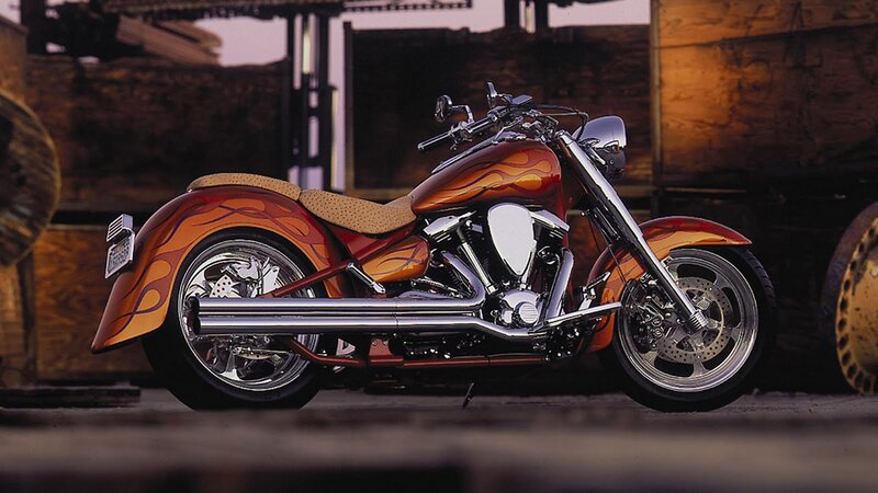 Custom Motorcycle — Orange, Dramatic