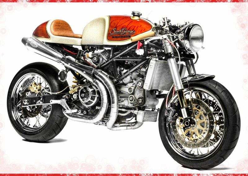 Custom Motorcycle — Red, Neutral, Photograph