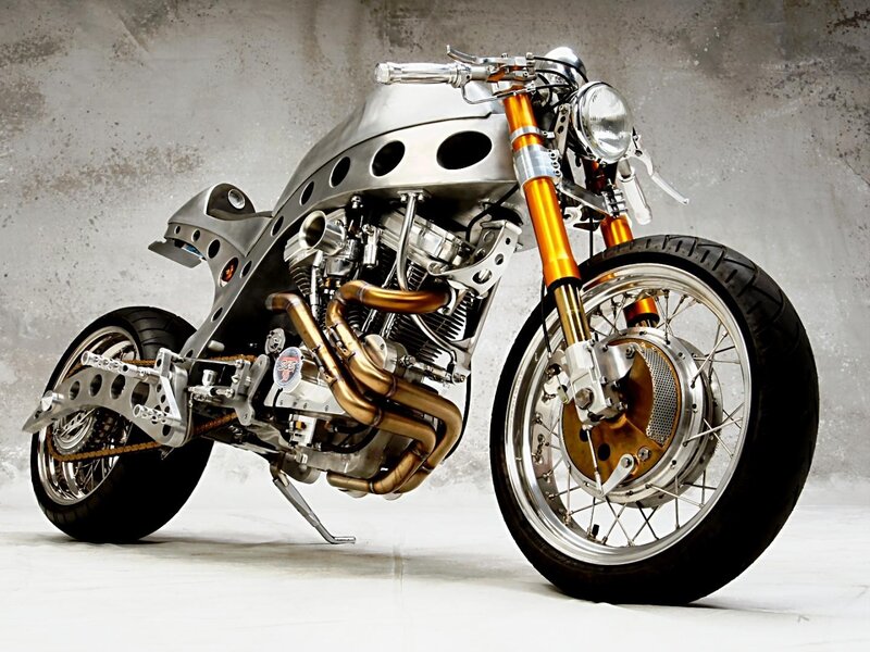 Custom Motorcycle — Silver, Industrial, Photograph