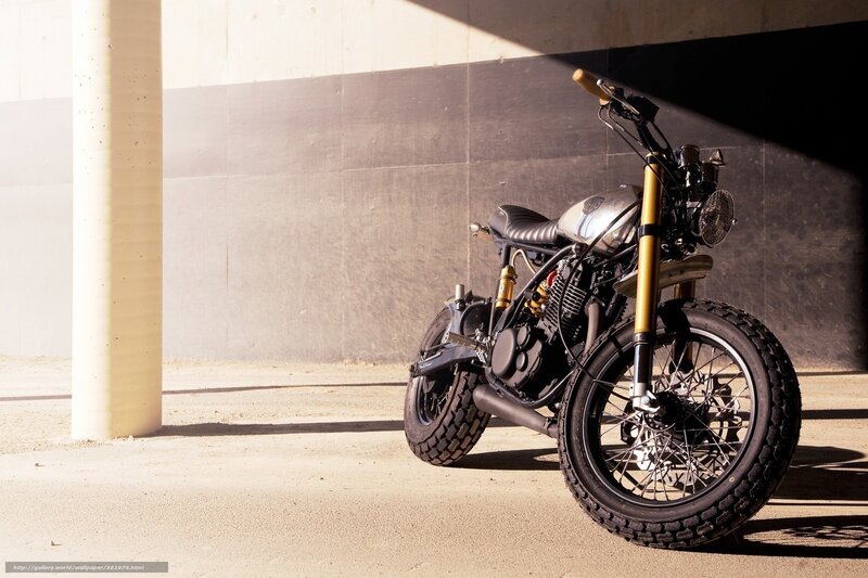 Custom motorcycle under bridge
