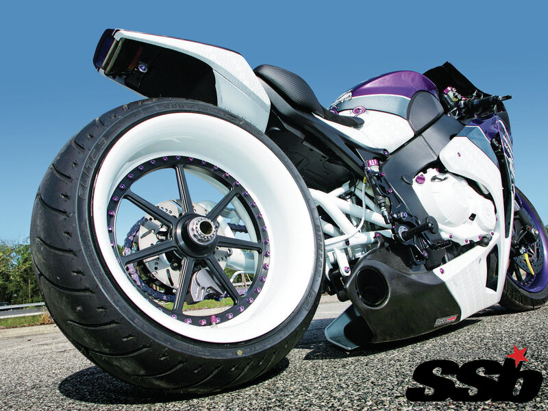Custom Motorcycle — White, Dramatic, Afternoon