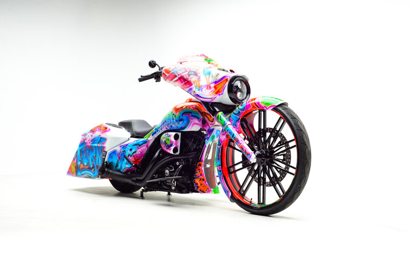 Custom Motorcycle — White, Vibrant