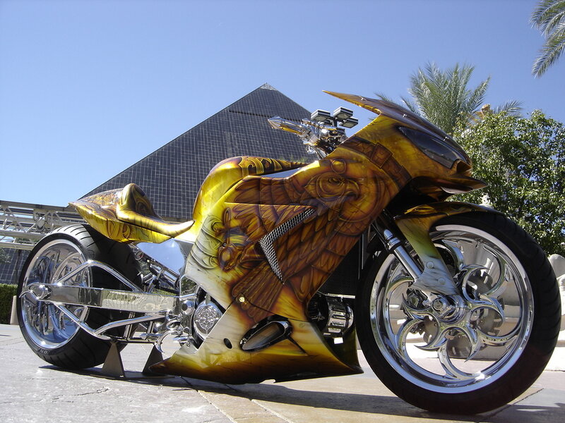 Custom motorcycle with eagle design