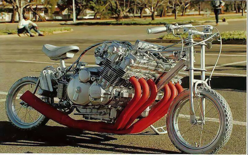 Custom Motorcycle with Exposed Engine — Silver