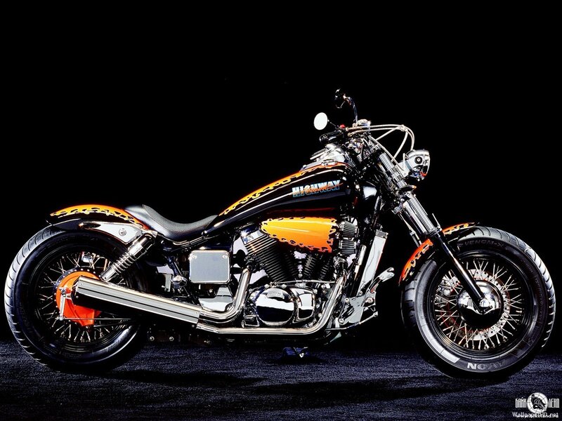 custom motorcycle with flame design