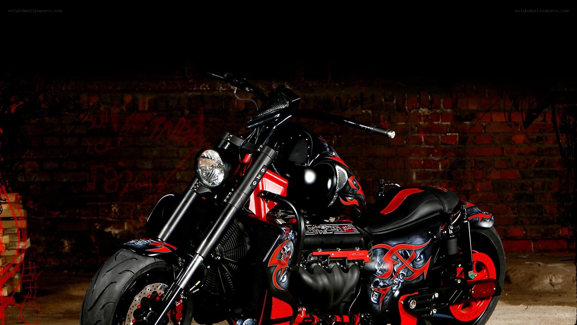 custom motorcycle with flame design