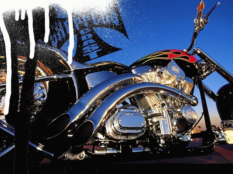 Custom motorcycle with flame design