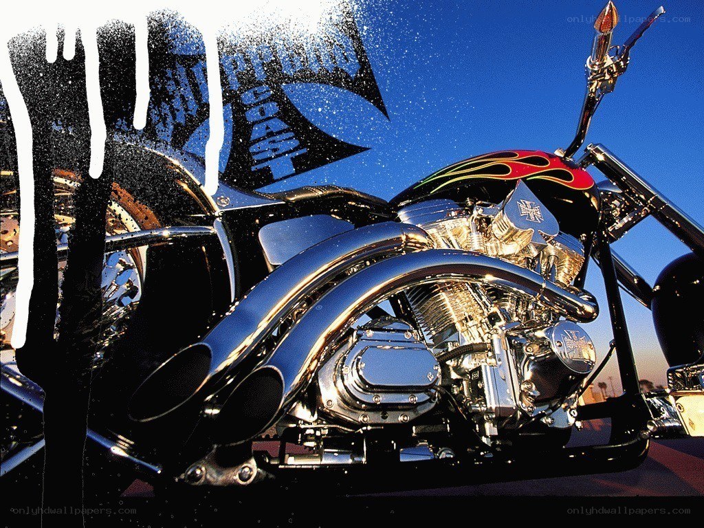 Custom motorcycle with flame design
