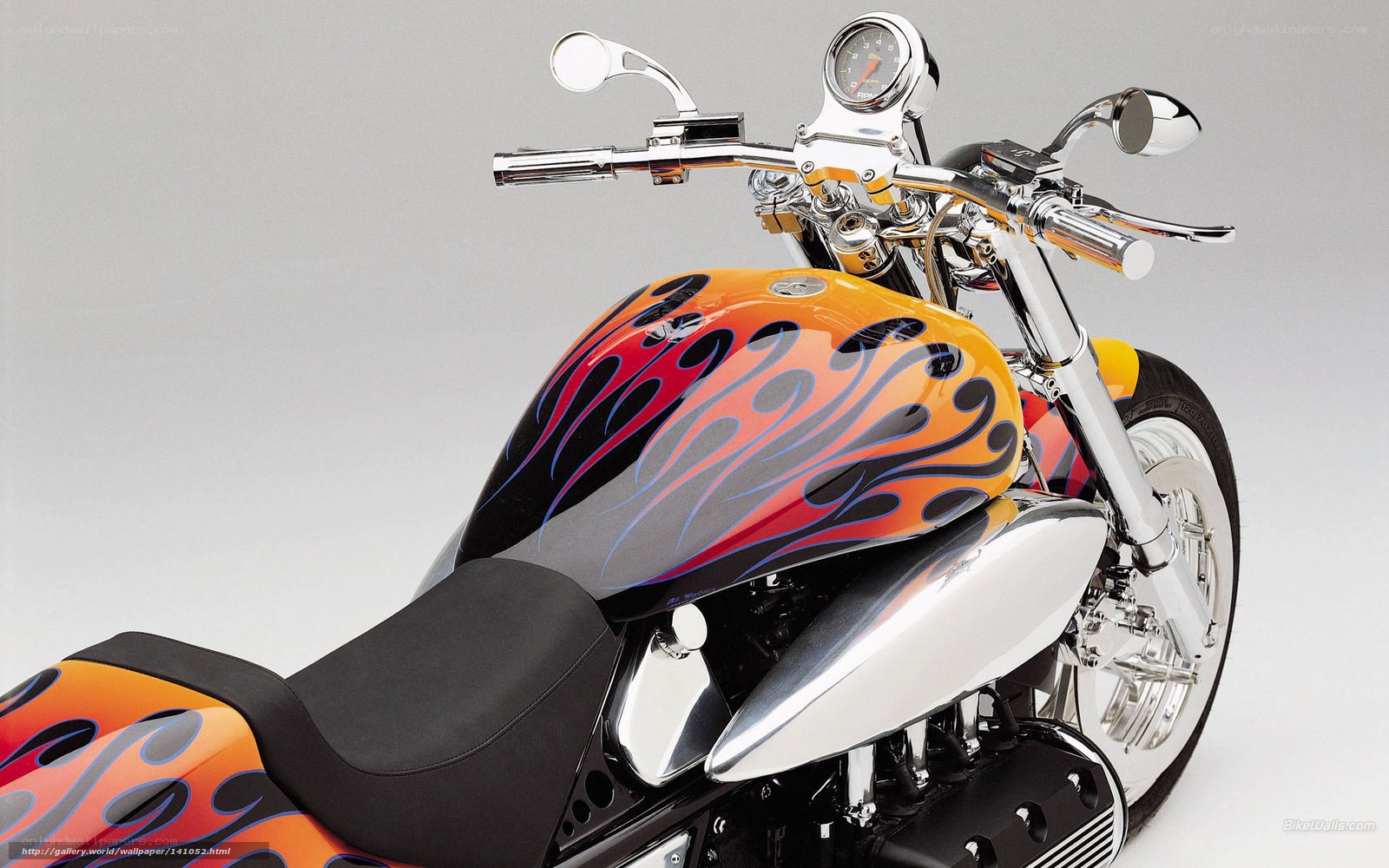 Custom motorcycle with flame design