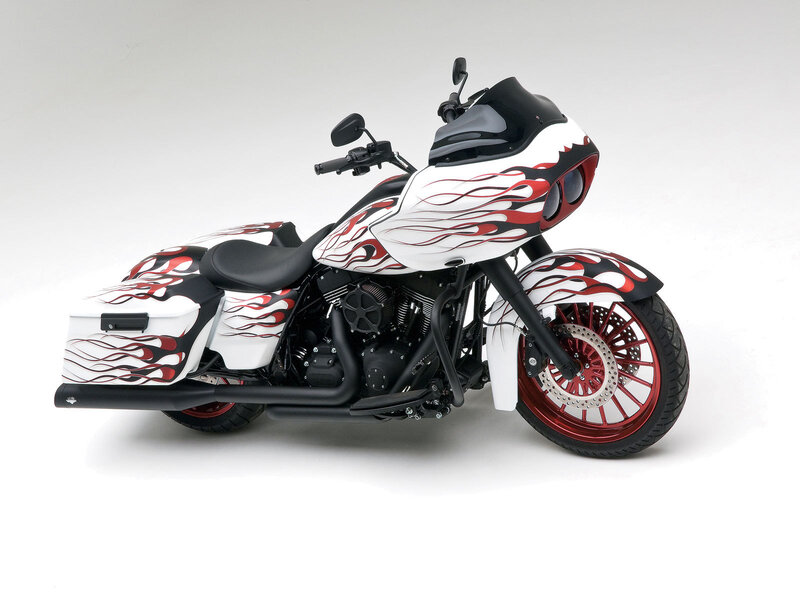 Custom Motorcycle with Flames