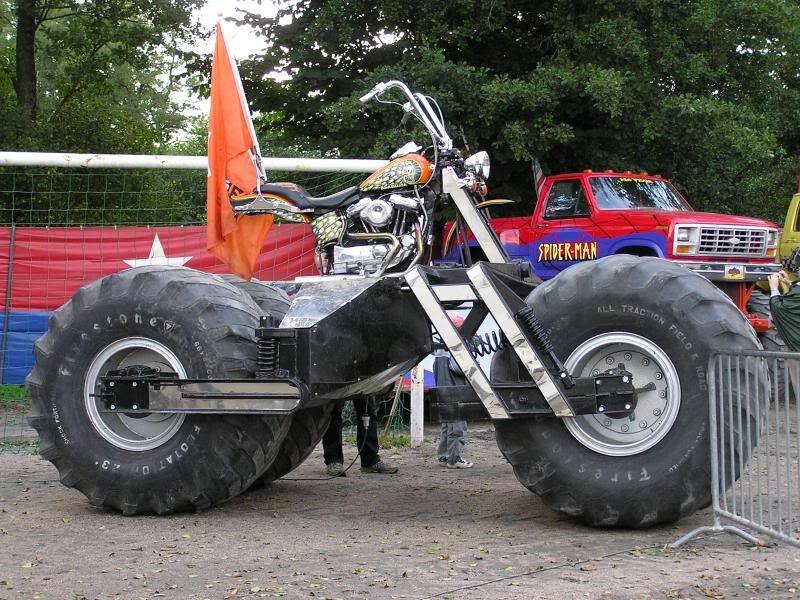 Custom Motorcycle with Large Tires