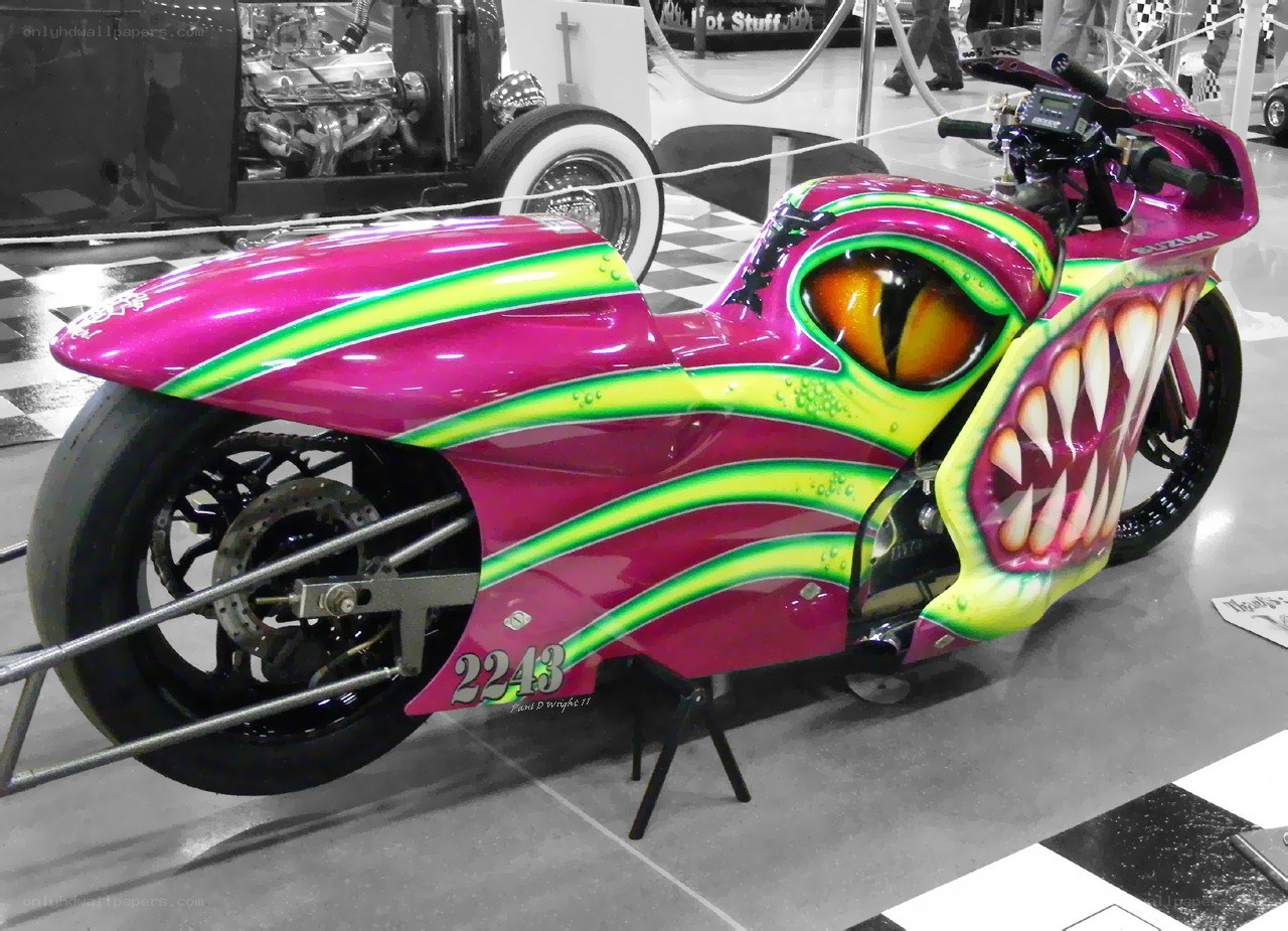 custom motorcycle with monster design