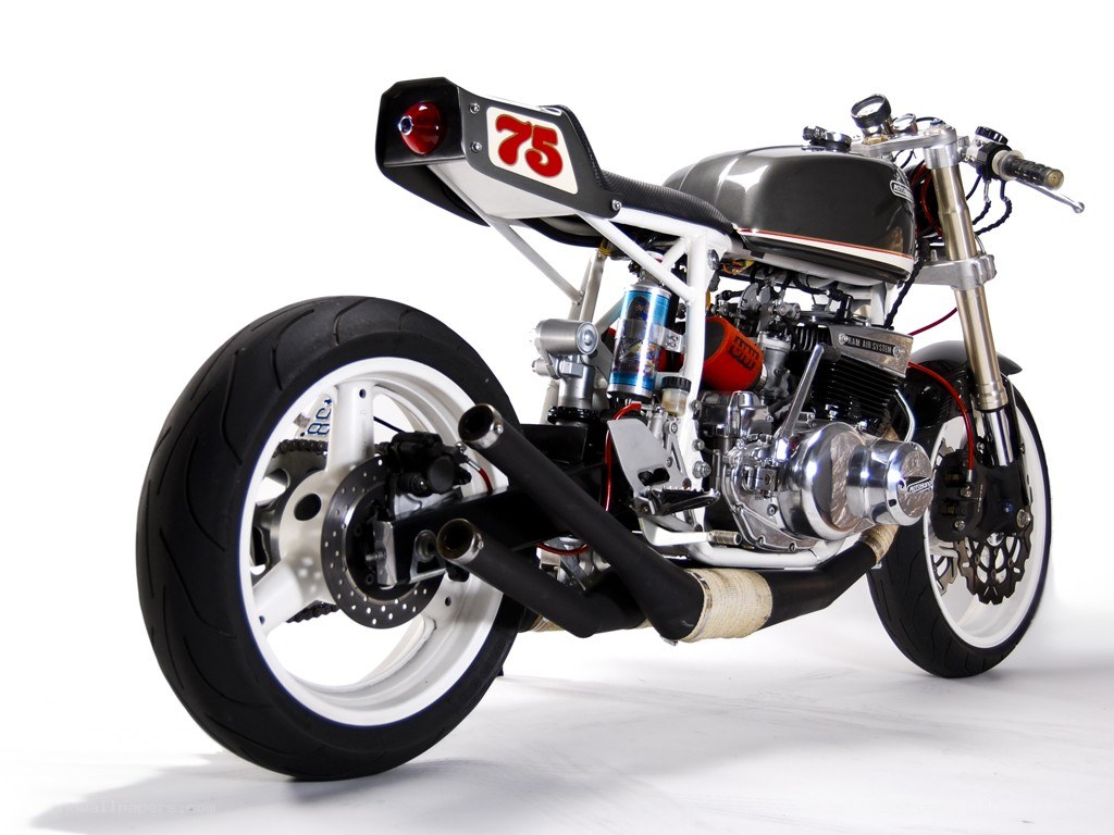 custom motorcycle with number 75