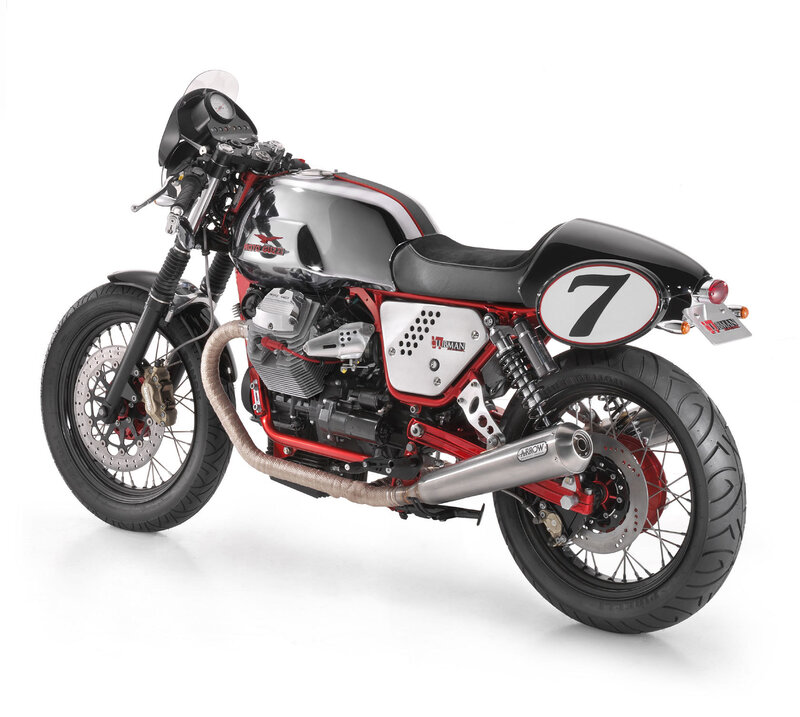 custom motorcycle with number seven