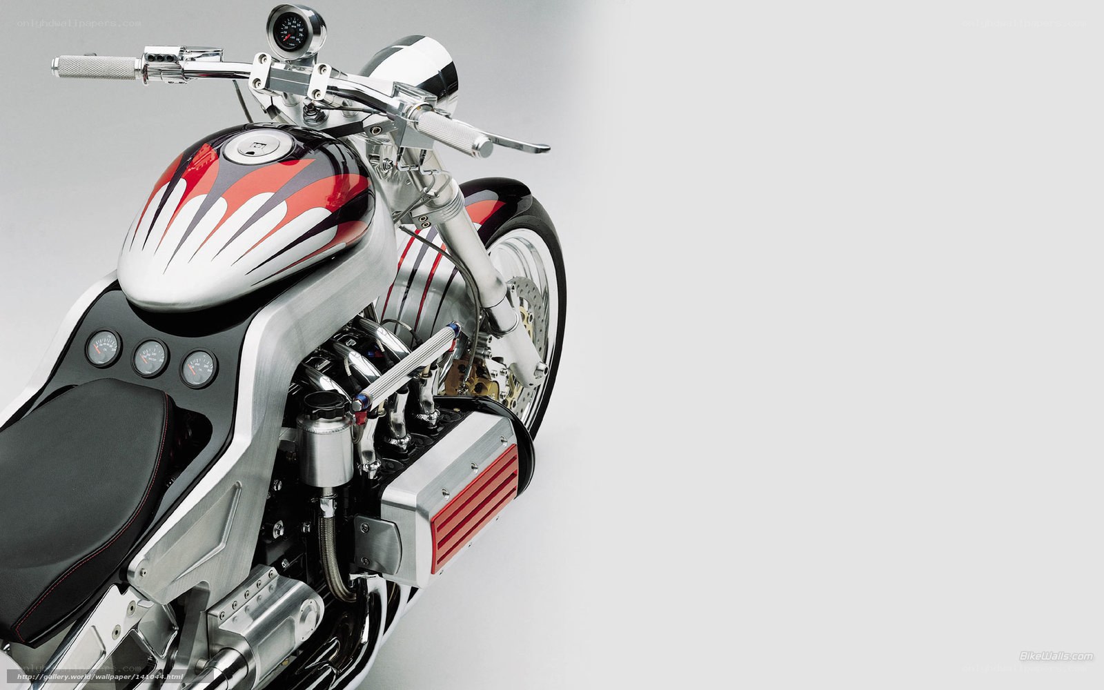custom motorcycle with red and silver design
