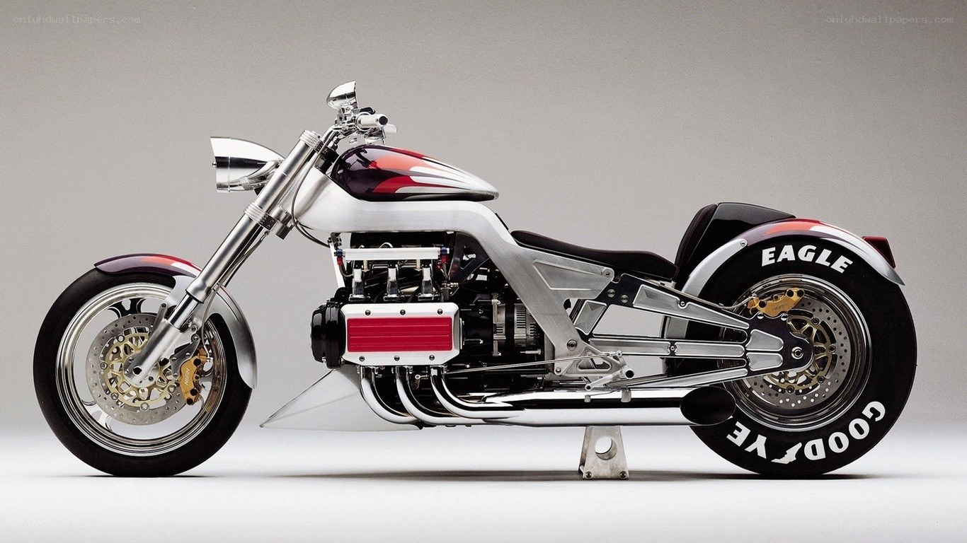 custom motorcycle with red and white paint