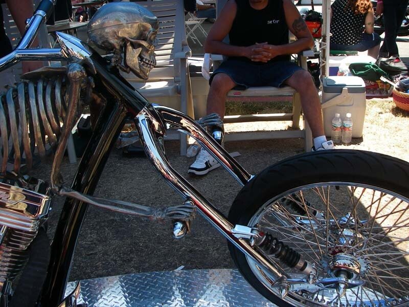 Custom motorcycle with skeleton design