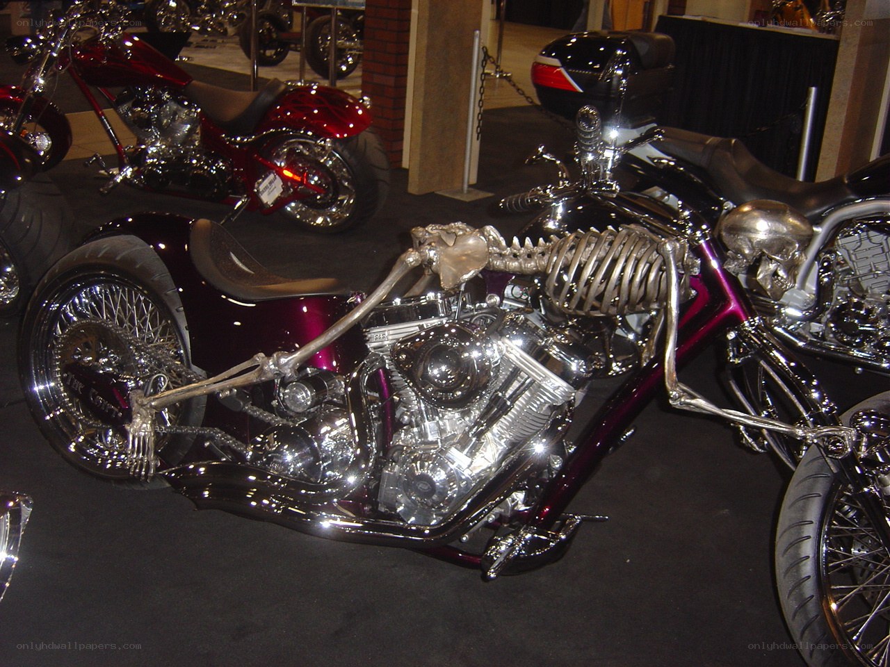Custom motorcycle with skeleton design