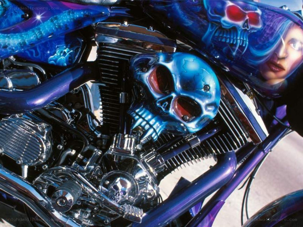 custom motorcycle with skull design