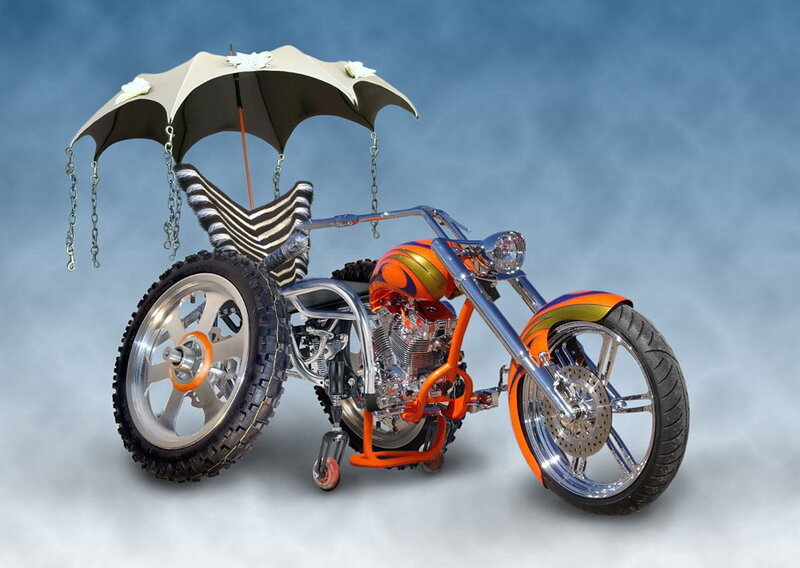 custom motorcycle with umbrella