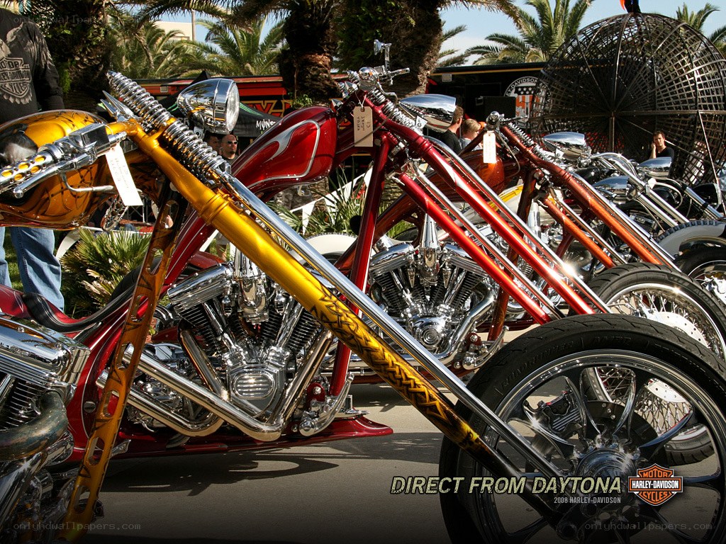 Custom motorcycles at a show