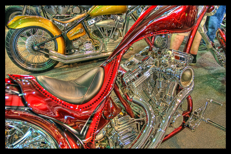 Custom motorcycles on display