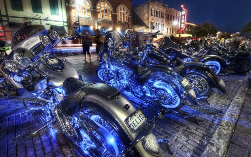 Custom Motorcycles on Street