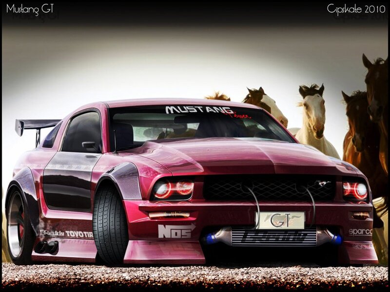 Custom Mustang GT with horses