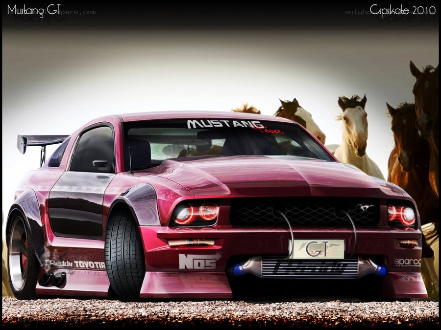 Custom Mustang GT with horses