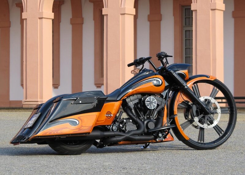 Custom Orange and Black Motorcycle — Dramatic