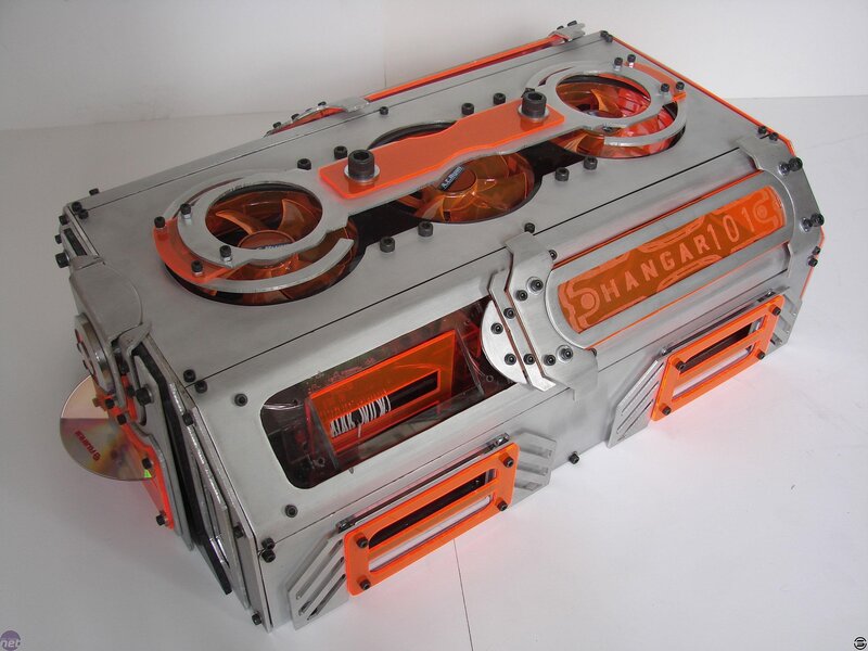 custom orange and silver computer case