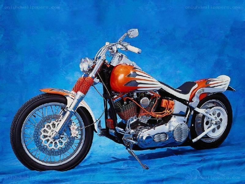 custom orange and white chopper motorcycle