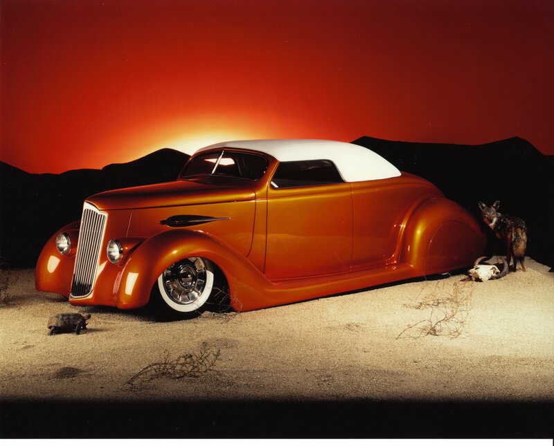 Custom Orange Car — Dramatic, Sunset