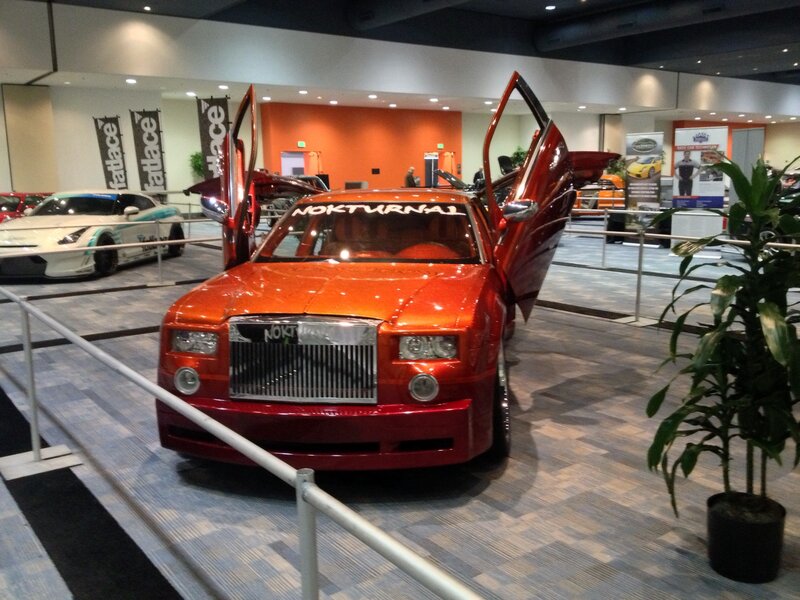 Custom orange car on display