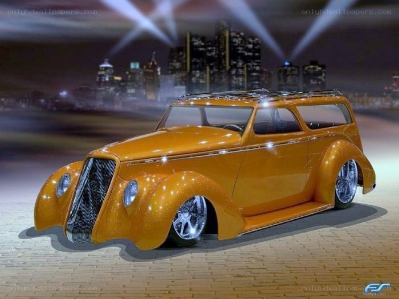 Custom orange hot rod car