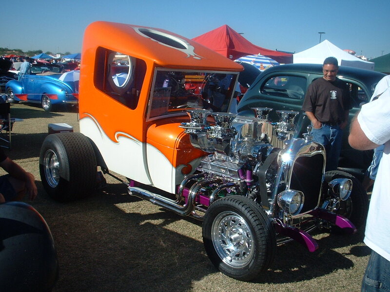 Custom orange hot rod car