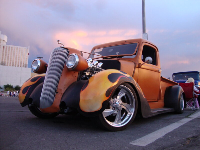 Custom Orange Hot Rod Truck — Dramatic