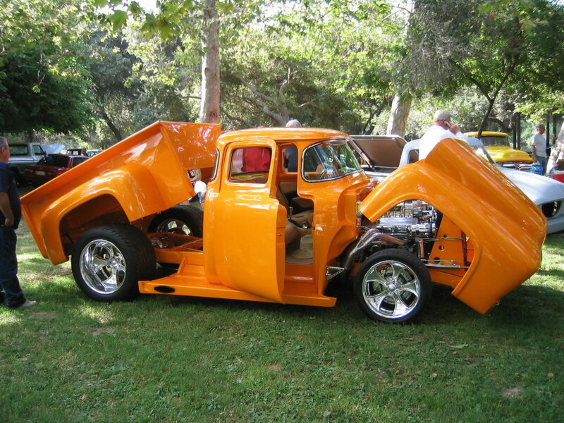 Custom orange hot rod truck