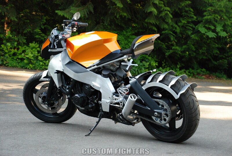 Custom Orange Motorcycle — Calm, Afternoon