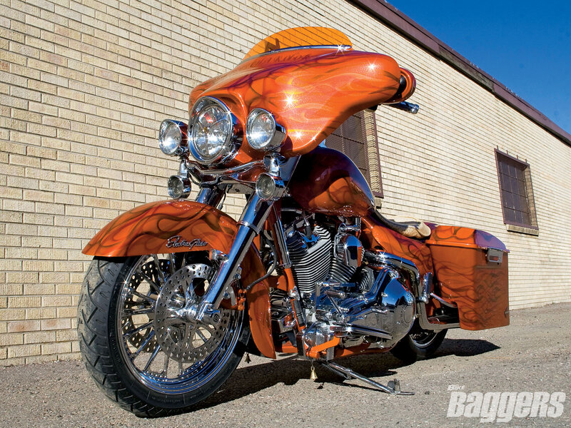 Custom Orange Motorcycle — Dramatic, Afternoon, Photograph