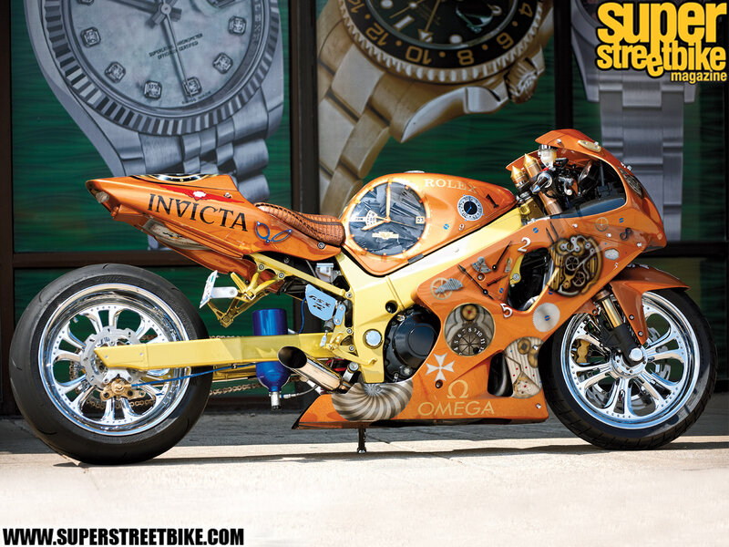 Custom Orange Motorcycle — Dramatic, Afternoon