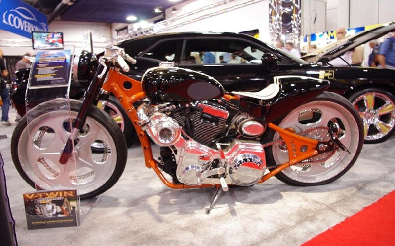 Custom Orange Motorcycle — Neutral, Photograph