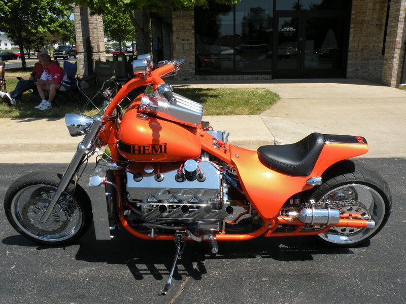 Custom Orange Motorcycle — Outdoor