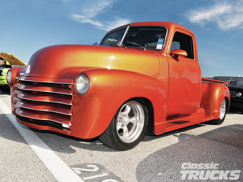 Custom Orange Pickup Truck — Bright