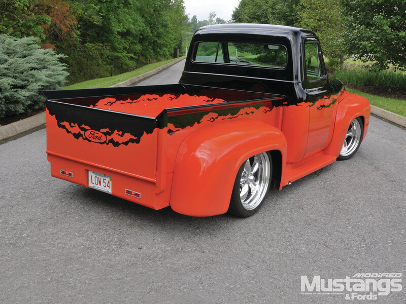 Custom Orange Pickup Truck — Calm, Afternoon